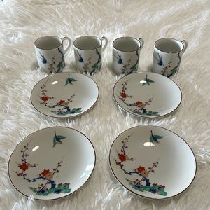 Neiman Marcus  Japan Porcelain demi Tasse Cups and saucer plates